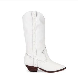 SCHUTZ Pearl White Allison Western Cowboy Leather Boots Sz 7 - NEW WITH BOX